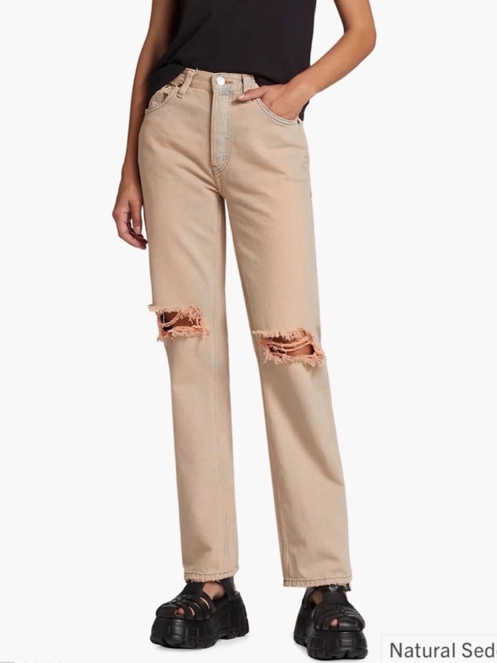 NWT RE/DONE 90s High Rise Loose Jeans – Natural Sedona Distressed – Size 24